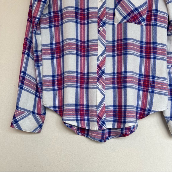 Rails Soft Plaid Button-up Top Hunter White Azure Scarlet XS - Picture 9 of 12